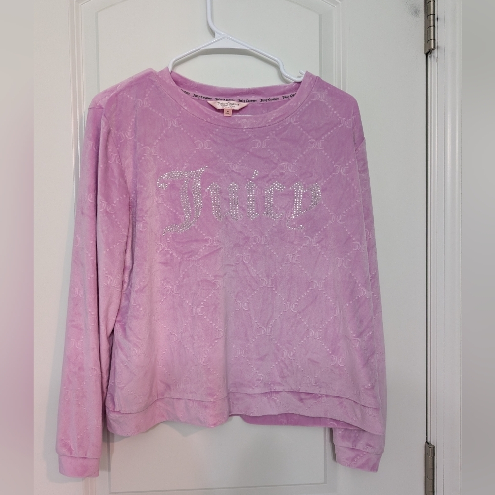 Juicy Couture, Size M, Pink Velour Sweatshirt,‎ Bejeweled, Y2K, Preppy